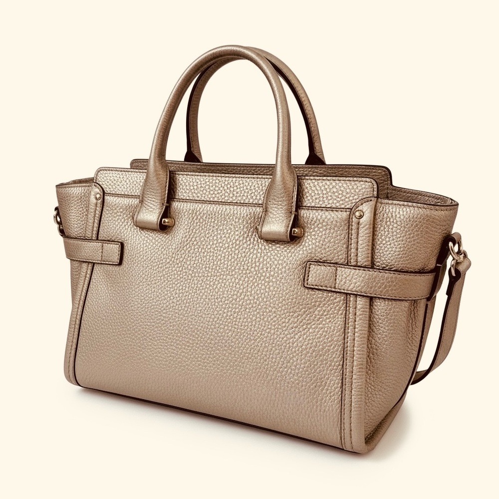 Coach Metallic Gold Swagger Leather Satchel with Gold Hardware - Picture 3 of 17